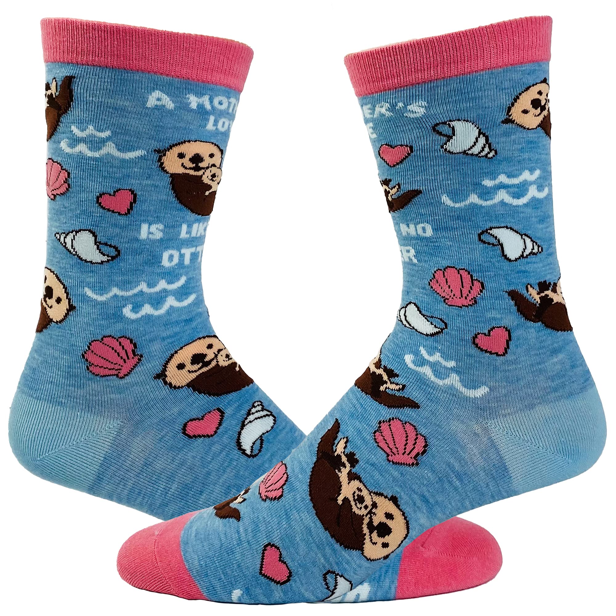 Funny Mother's Day Socks - Crazy Dog Women's 'A Mother's Love Is Like No Otter' Novelty Beach Socks | Perfect Gift for Mom, Ocean Lovers & Otter Enthusiasts | Great for Holidays, Birthdays & Relaxing at Home