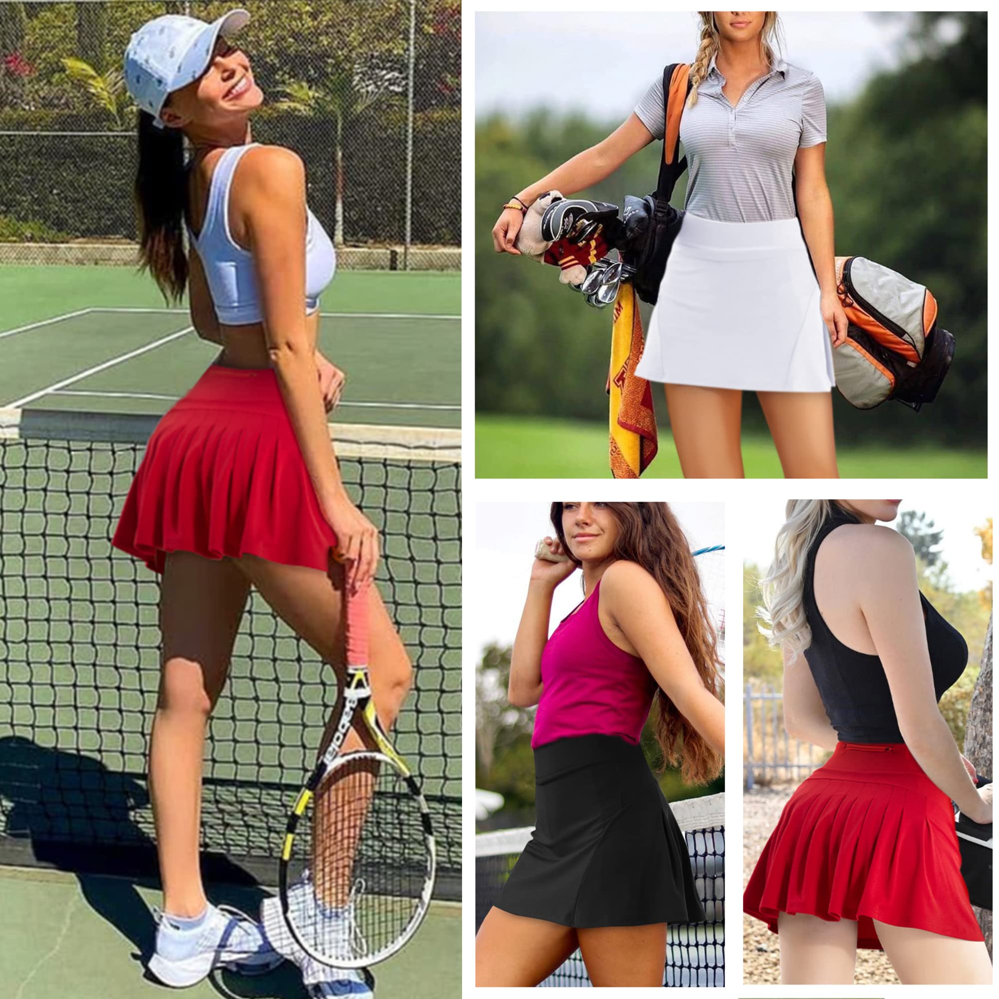 Betaven Women's High Waisted Pleated Tennis Skirt with Built-in Shorts & Pockets - Athletic Running Skort for Golf, Tennis, Workout & Casual Wear