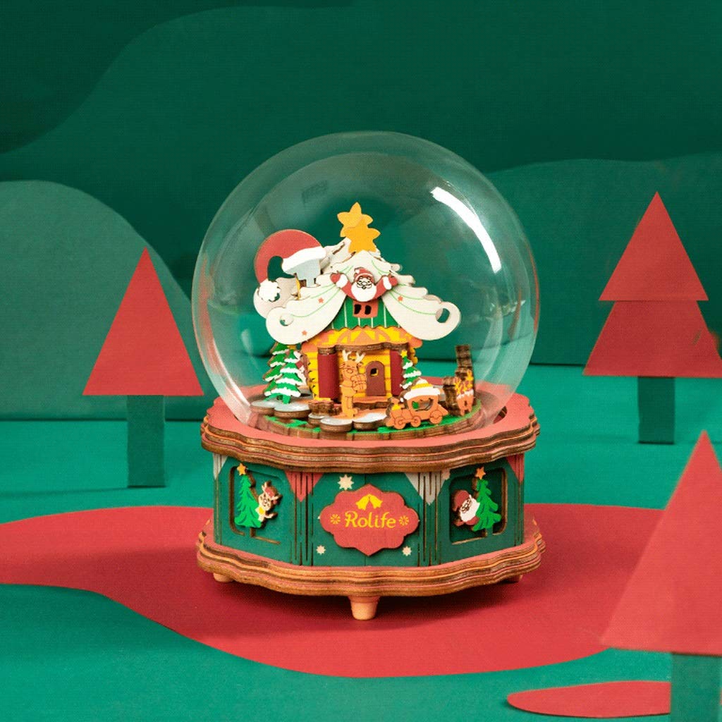 DIY Wooden Christmas Music Box with Steel Movement - Romantic Fairy Tale Musical Keepsake for Girls, Free Combination Gift (Christmas Town AM46) | Perfect for Holiday Decor, Birthday Presents & Home Collectibles