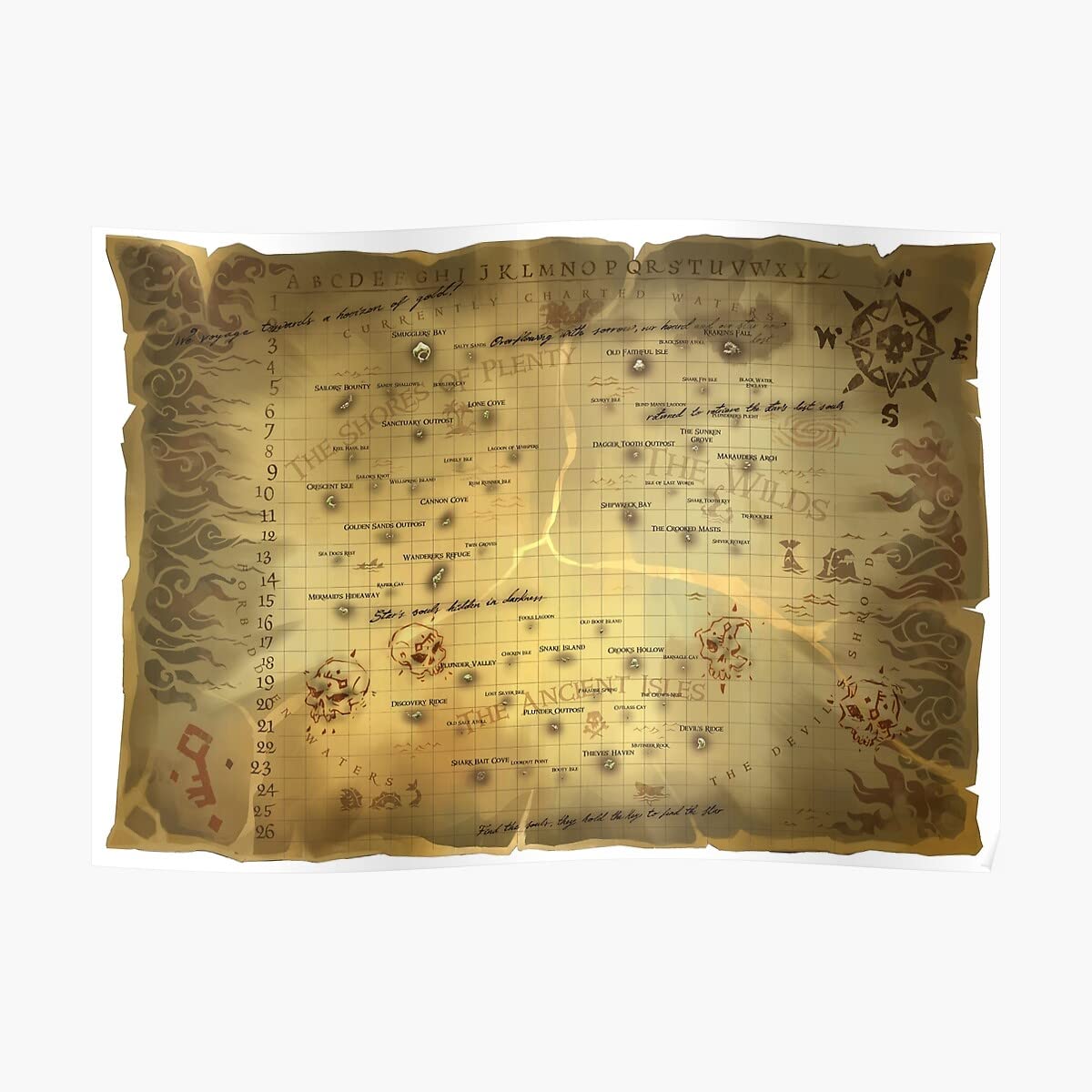 Pirate Map Poster - Sea Battle Thieves Ship Canvas Wall Art for Home, Dorm, or Office Decor - Unique Gift for Gamers, Family & Friends - 24x36 Inch - Perfect for Gaming Rooms, Themed Parties & Nautical Decor