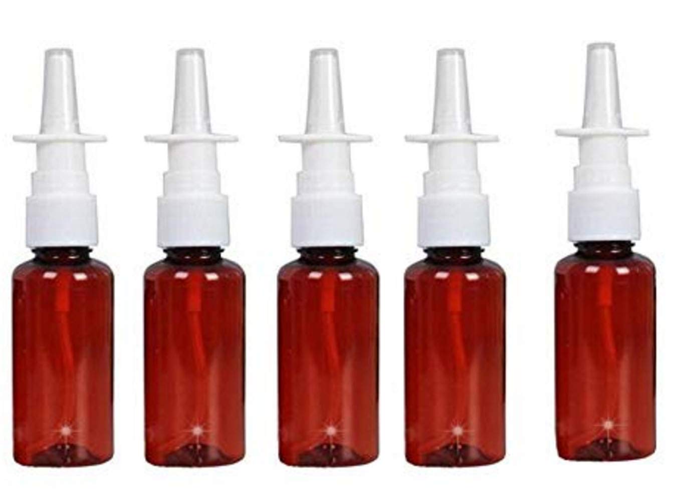 QUUPY 12-Pack 1oz Amber Plastic Refillable Spray Bottles - Essential Oil Dispenser, Nasal Sprayer & Travel Container for Makeup, Perfume, Medical Use | Perfect for DIY, Home & On-the-Go