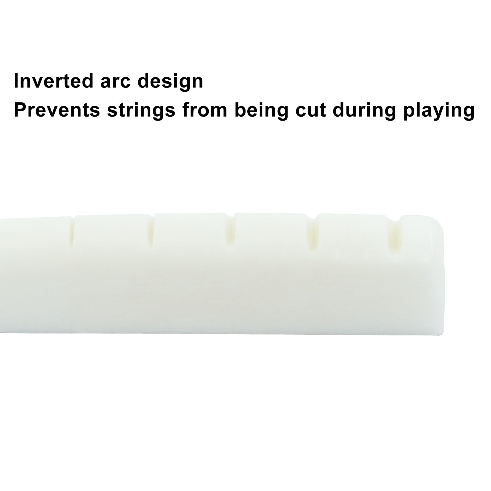 Premium 6-String Electric Guitar Bone Nut - 43mm Slotted Nut for LP Style & Acoustic Guitars - White (43x9x6mm) - Perfect for Enhanced Tone & Sustain in Rock, Blues & Studio Recording