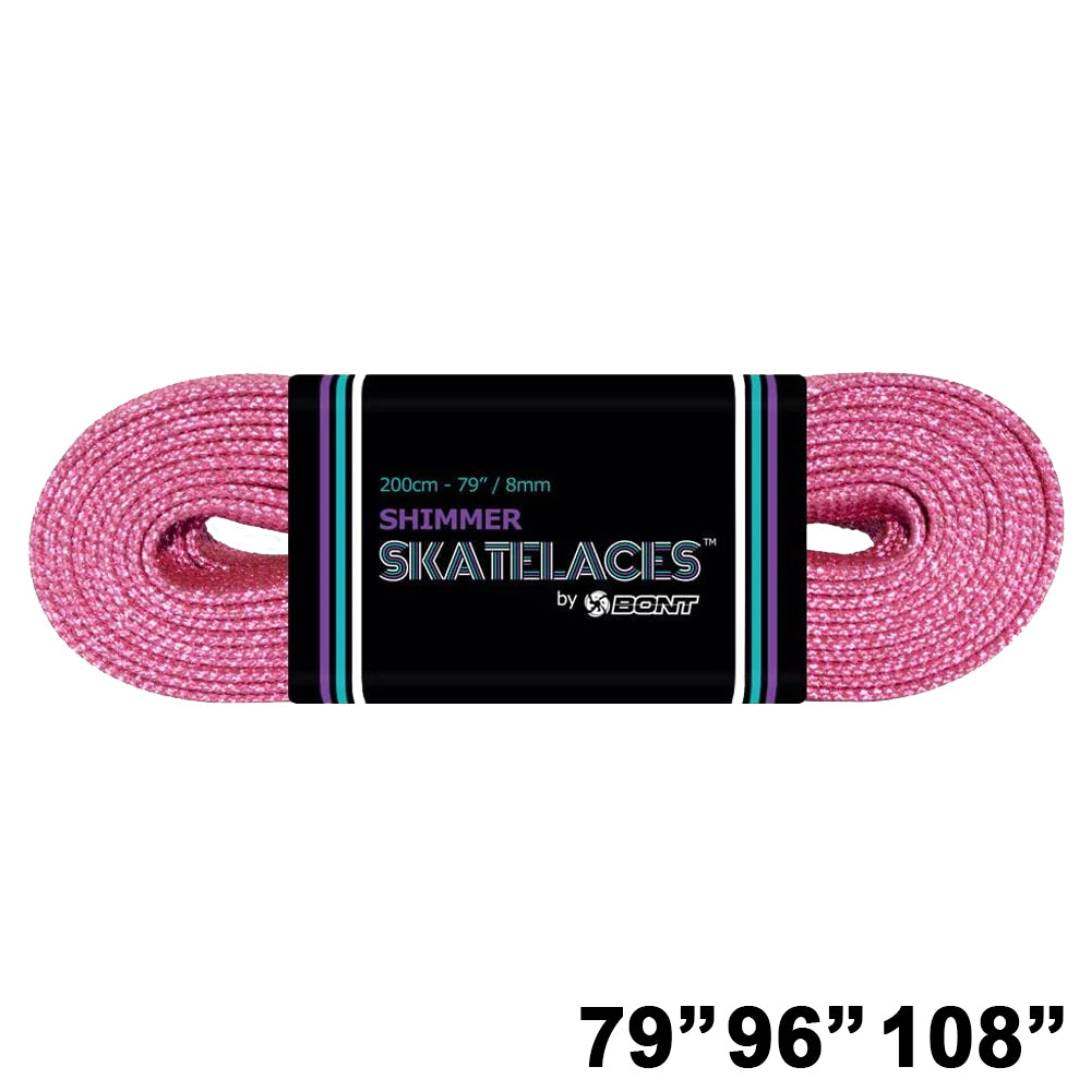Bont Shimmer Waxed Lace - 8mm Jelly Bean Pink Roller Skate Laces for Artistic Skating & Derby - Premium Waxed Shoelaces for Enhanced Grip & Durability