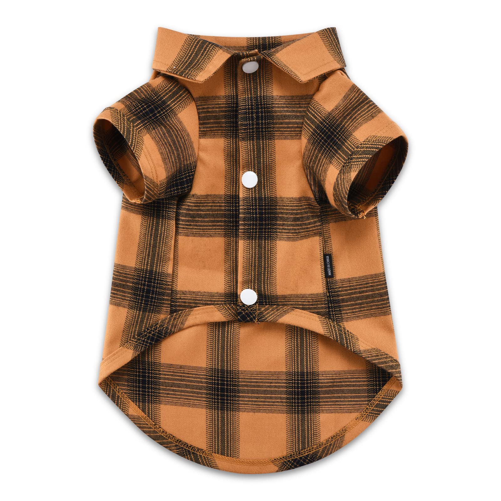 Koneseve Plaid Dog Shirt - Soft & Adorable Pet T-Shirt for Small Dogs & Cats (Yellow, S/Small) - Perfect for Thanksgiving, Christmas & Everyday Wear - Cozy Puppy & Kitten Outfit for Indoor & Outdoor Activities