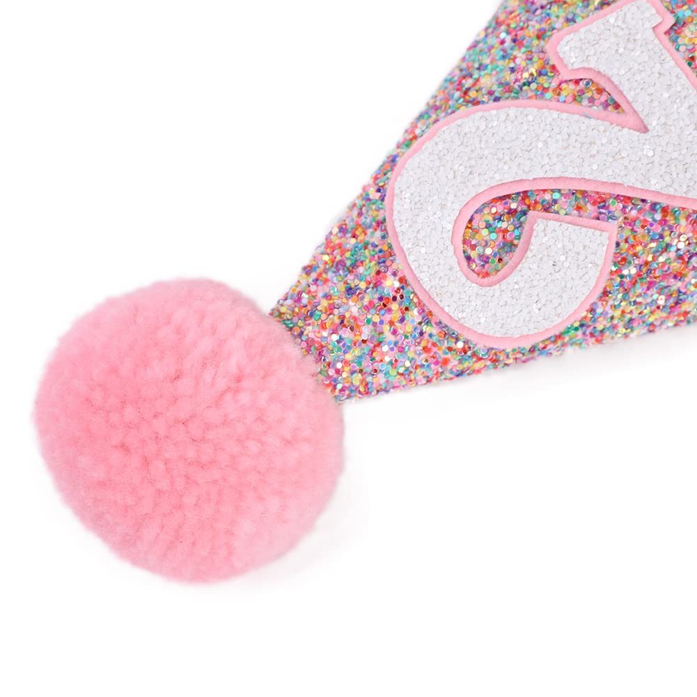 Glitter Rainbow Cone Hat for Birthday Party - Fun & Festive Birthday Decorations for Kids & Adults - Perfect for Birthday Celebrations, Photo Booths & Themed Parties