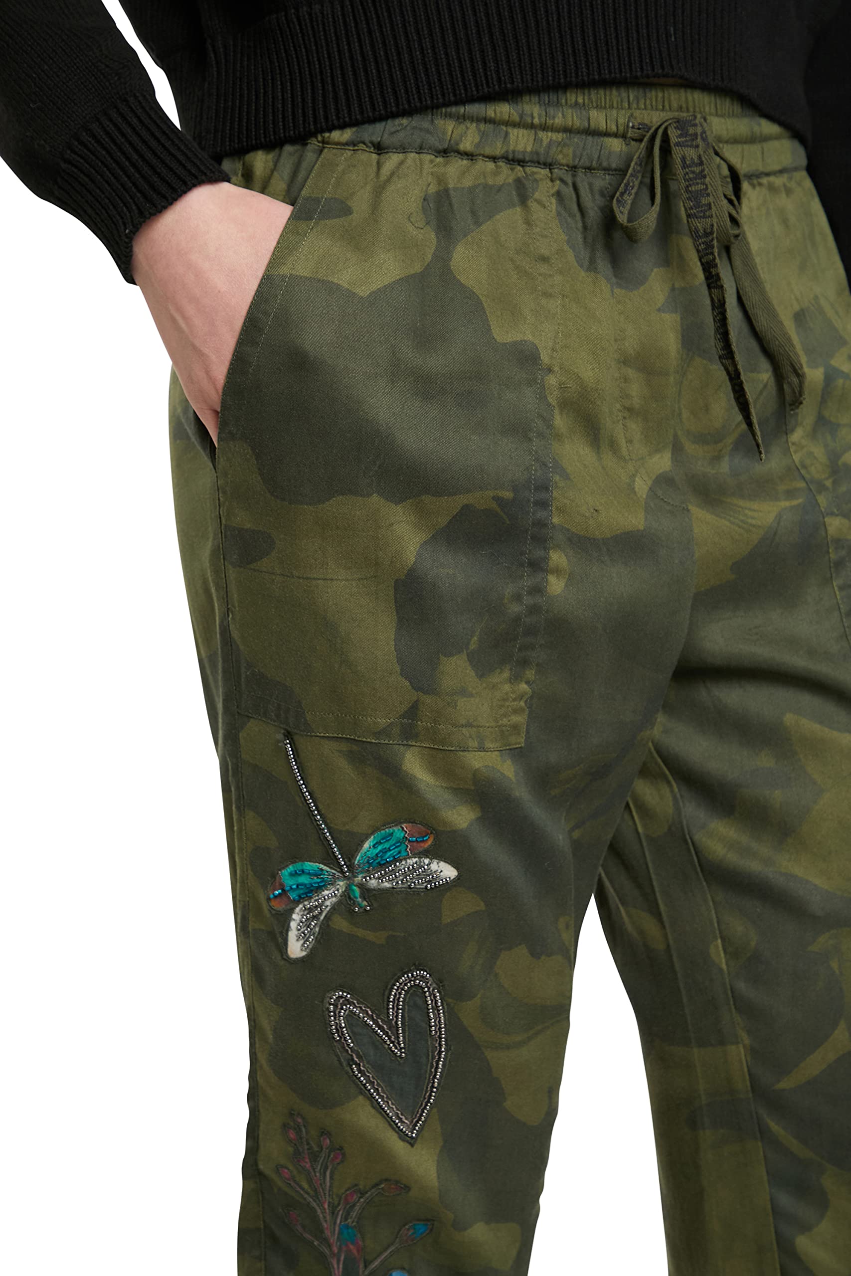Desigual Women's Woven Long Pants - Stylish High Waist Wide Leg Trousers for Casual & Office Wear | Comfortable Stretch Fabric for Everyday Outfits