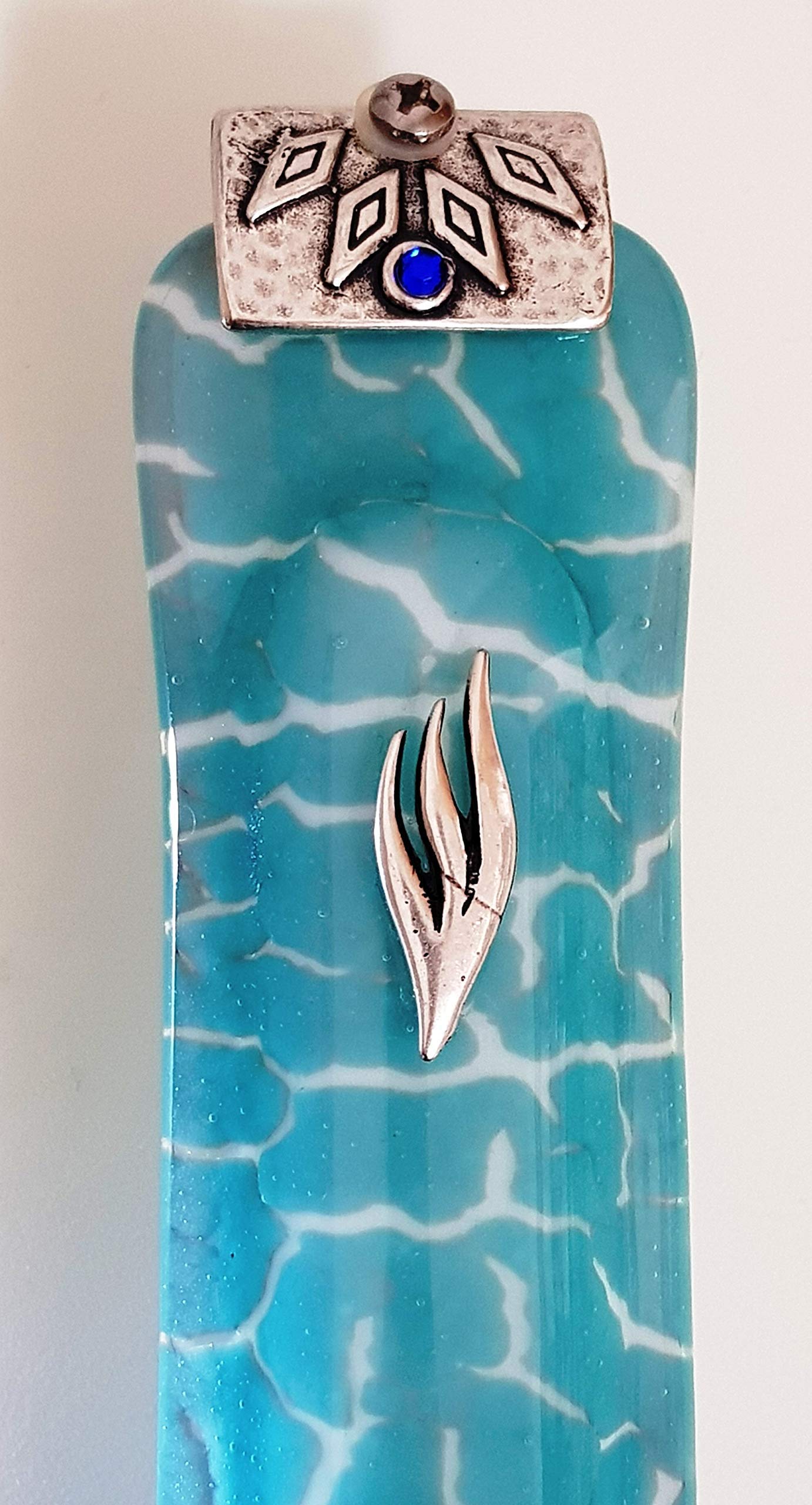 Handmade Blue Mezuzah Case with Crackle Fused Glass - Unique Judaica Gift for Jewish Housewarming & Weddings - Perfect for Doorways & Spiritual Home Decor
