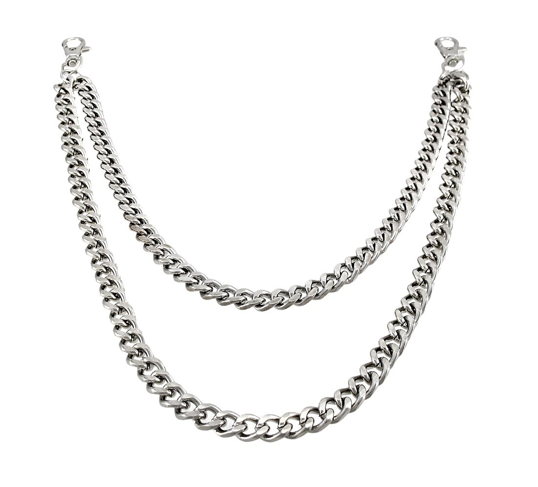 Heavy Duty Chrome Plated Double Strand Link Wallet Chain for Men - Stylish & Durable Belt Accessory for Jeans, Biker Fashion & Everyday Use