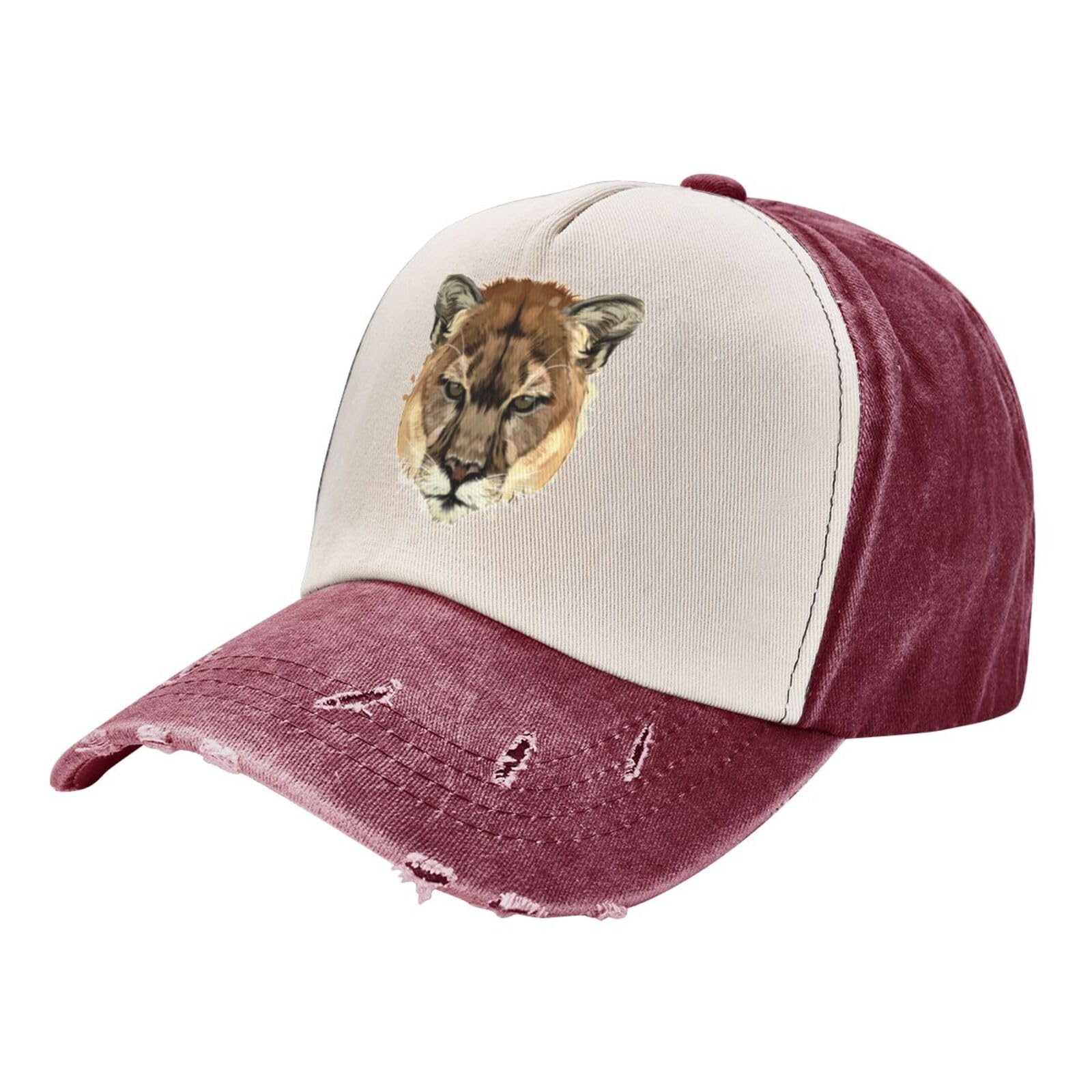 Vintage Cougar Head Baseball Cap for Men & Women - Adjustable Trucker Hat for Golf, Fishing, Hiking & Outdoor Activities