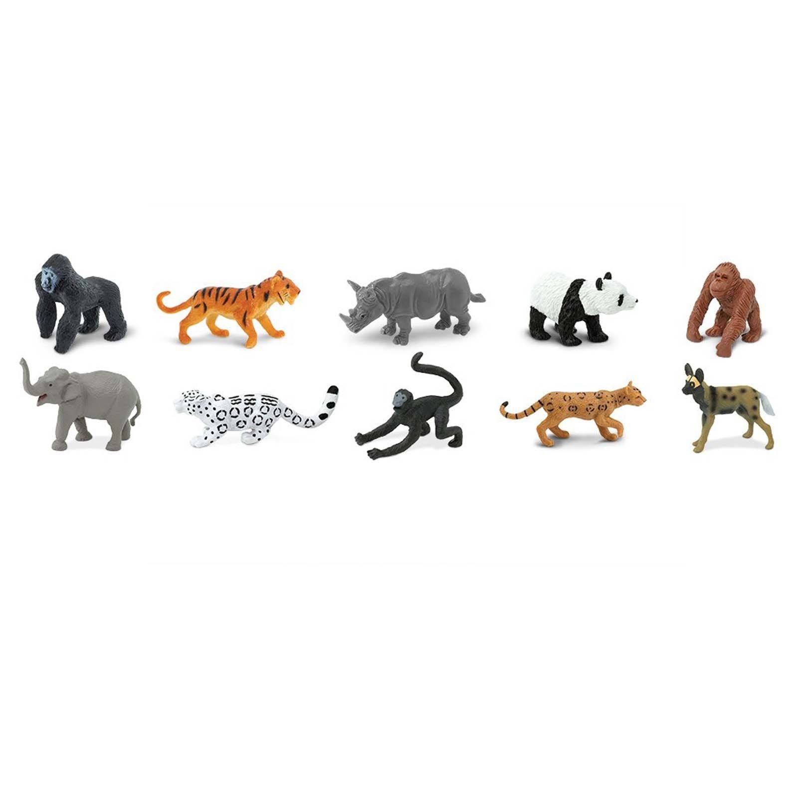 Endangered Species Land Animals Toob Mini Figures - 12 Realistic Safari Ltd Wildlife Figurines for Kids Educational Play, Collectibles & Diorama Scenes