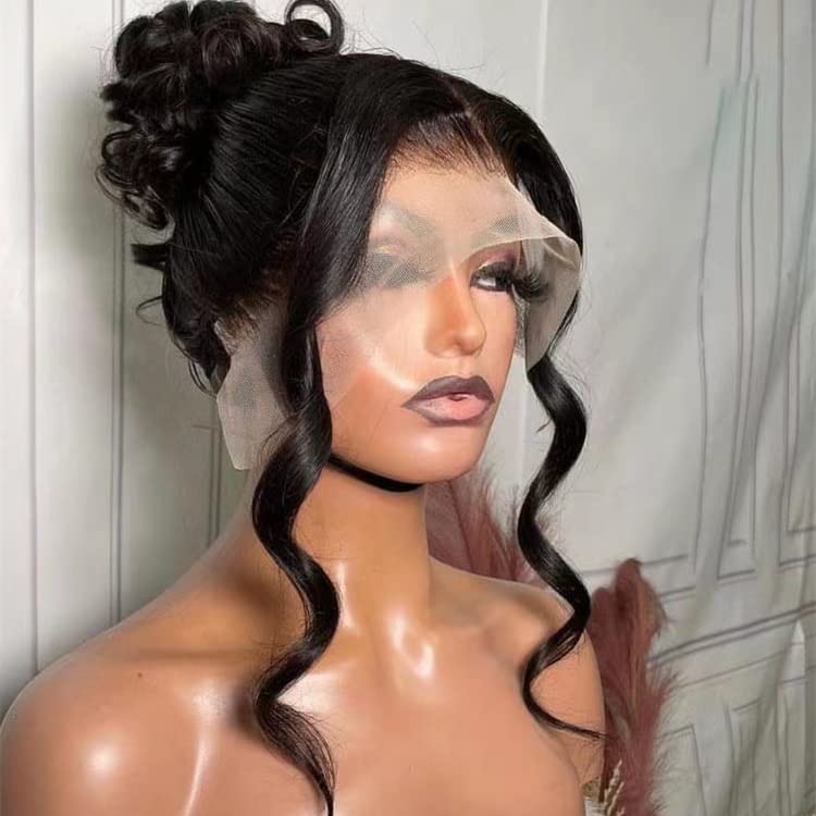 360 Transparent Lace Wigs Human Hair for Black Women - Body Wave 360 Full Lace Frontal Glueless Wig 180% Density Brazilian Virgin Hair with Pre-Plucked Natural Hairline (20 Inch) - Perfect for Daily Wear, Parties, and Special Occasions