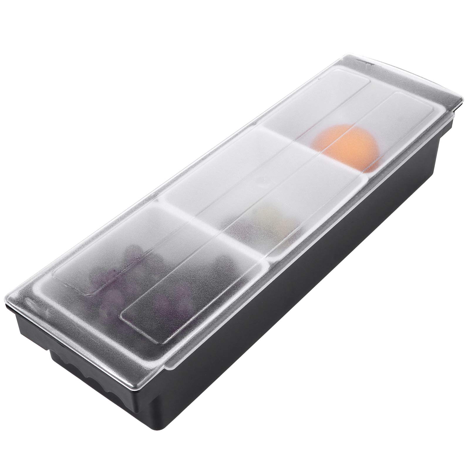 Black Plastic Condiment Dispenser with Transparent Lid - 3 Compartment Kitchen Storage Box for Fruits, Seasonings, and Snacks - Perfect for Home, Kitchen, and Bar Organization