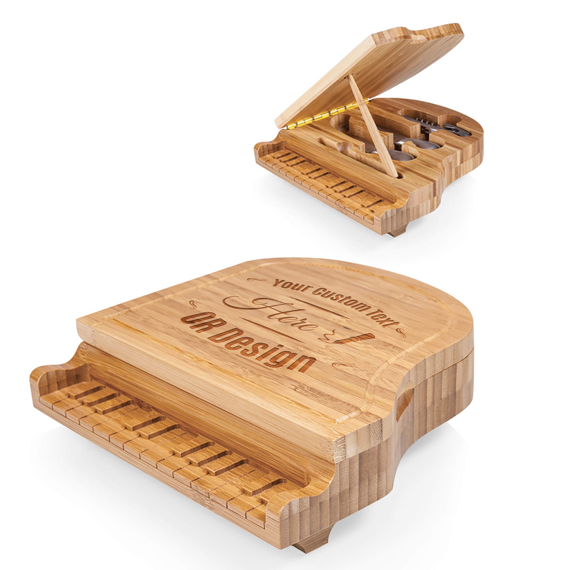 Personalized Bamboo Charcuterie Board Set with Cheese Knives - Elegant Piano Design for Wine, Cheese, Crackers & Meat - Perfect for Entertaining, Housewarming & Holiday Gifts - Ideal for Dinner Parties, Wine Tastings & Charcuterie Spreads
