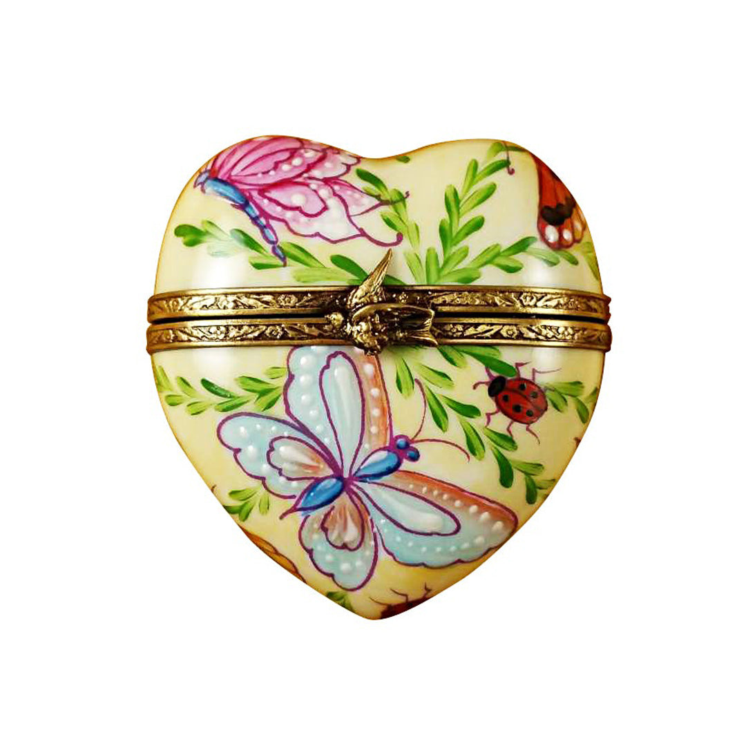 Exquisite Butterfly Heart Limoges Porcelain Jewelry Box - Perfect for Valentine's Gifts, Anniversary Presents & Home Decor Collection