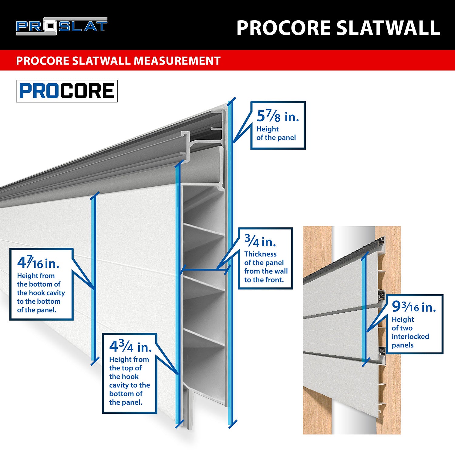 PROCORE Slatwall Basic Bundle - Retail Display Shelving System for Stores & Garages | Durable & Versatile Wall Organizer for Retail, Home, and Office Use