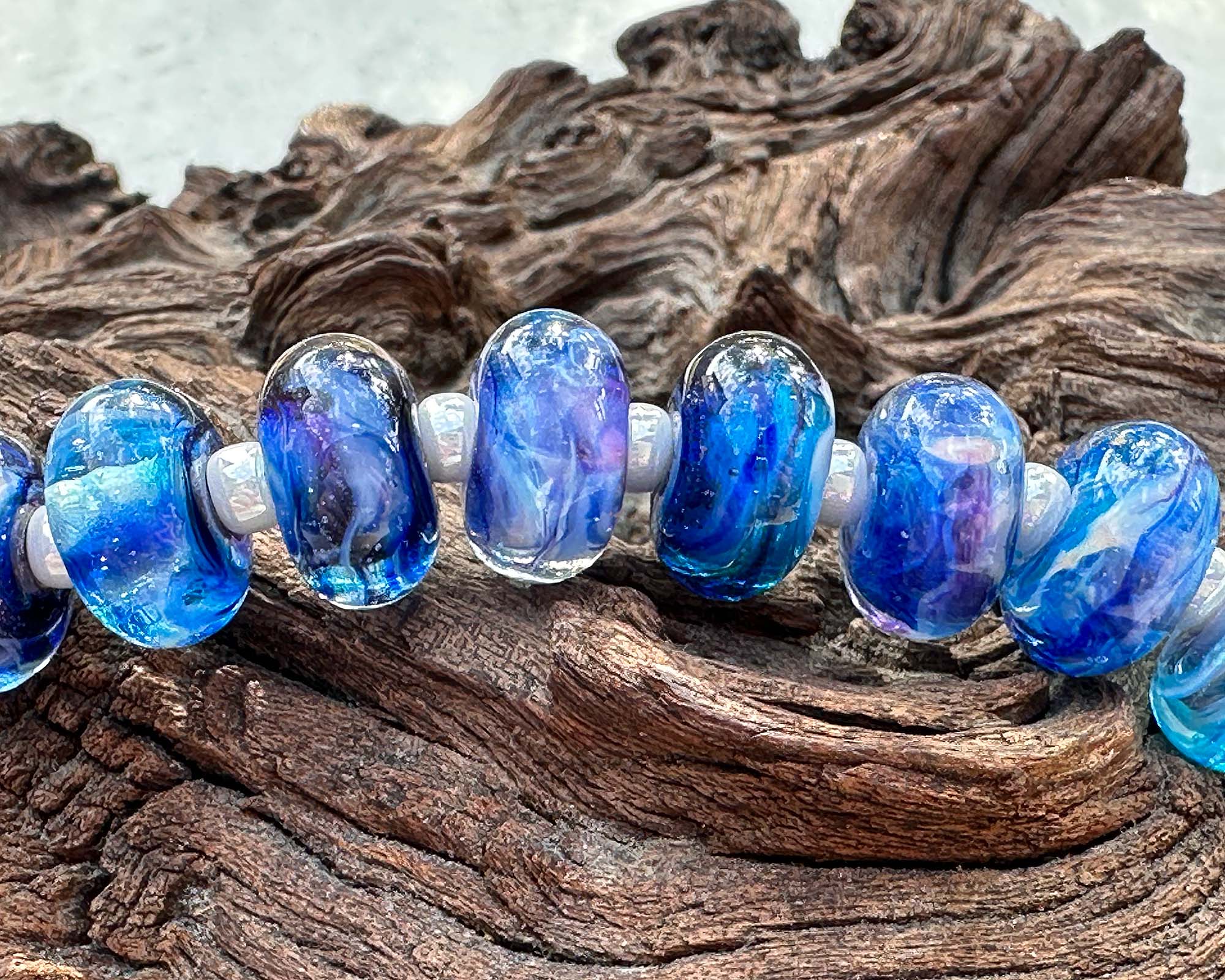 Handmade Caribbean Cove Lampwork Glass Beads Set - SRA Certified - Custom Jewelry Making Supplies for Necklaces, Bracelets & DIY Crafts