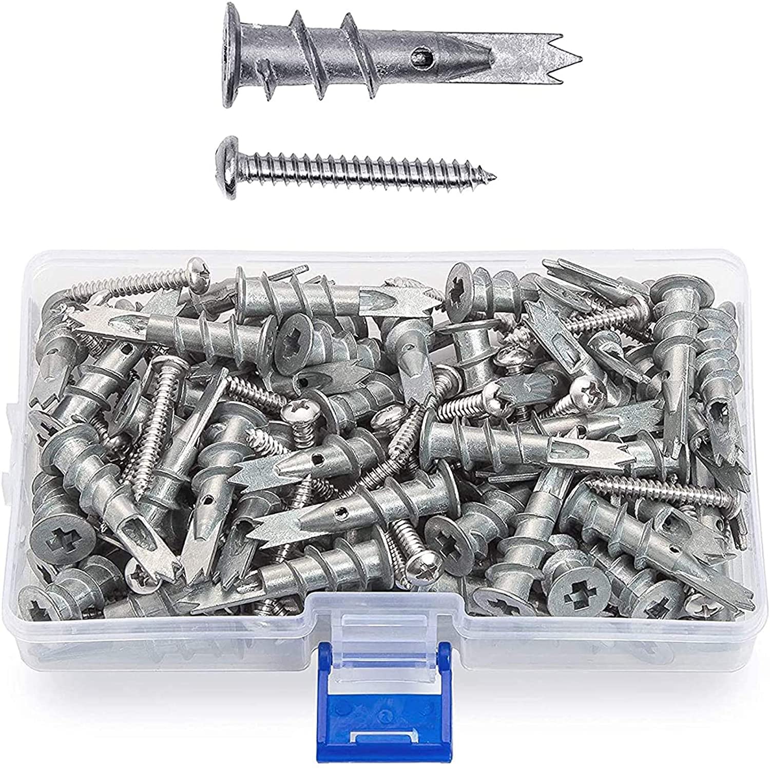 120-Piece Zinc Drywall Anchors with Screws Kit - 6mm Self-Drilling Hollow Wall Anchors & M4 Flat Head Screws Assortment for Home Improvement, Furniture Assembly, and DIY Projects