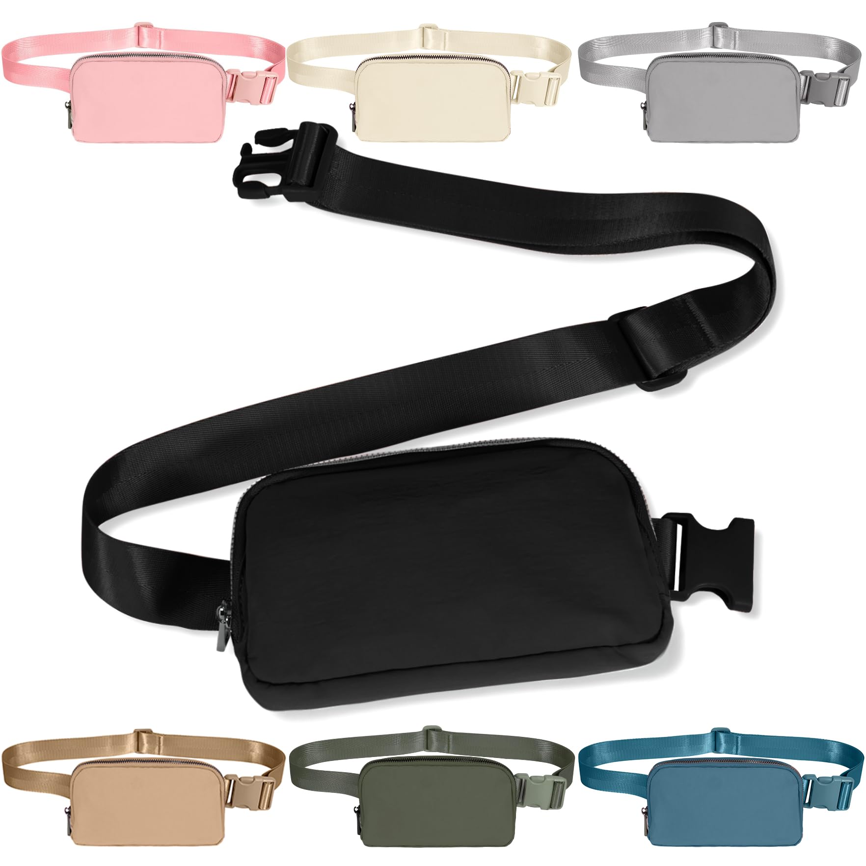 INTINI Everywhere Belt Bag – Slim & Stylish Mini Crossbody Fanny Pack for Women, Adjustable Up to 50 Inch Waist (Small, Black) | Perfect for Travel, Running, Hiking & Everyday Use