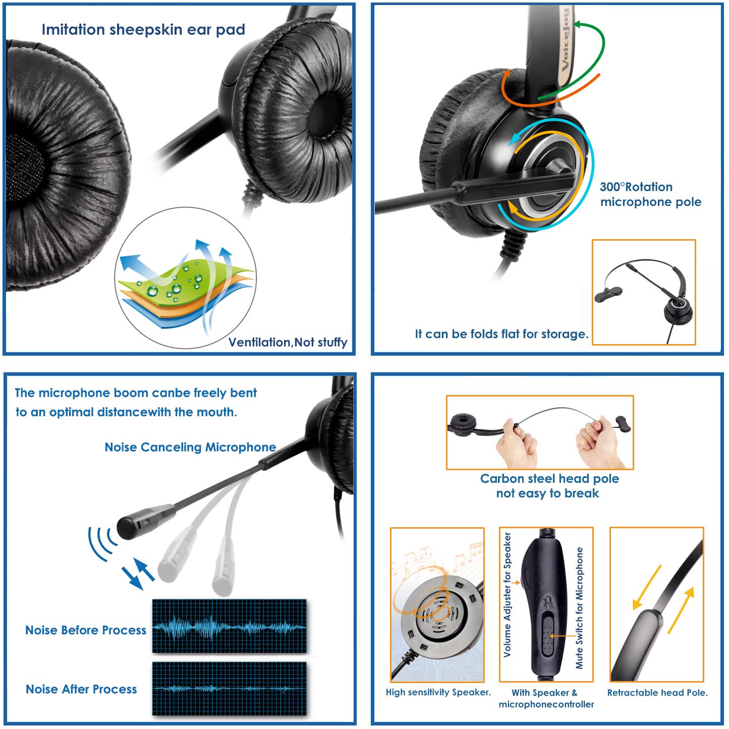 Noise-Canceling Monaural Office Headset with Microphone - RJ9 Plug Compatible with Cisco IP Phones 794X/796X/797X/69XX Series & 8811/8841/8851/8861/8941/8945/8961/9951/9971 - Perfect for Call Centers, Customer Service & Remote Work