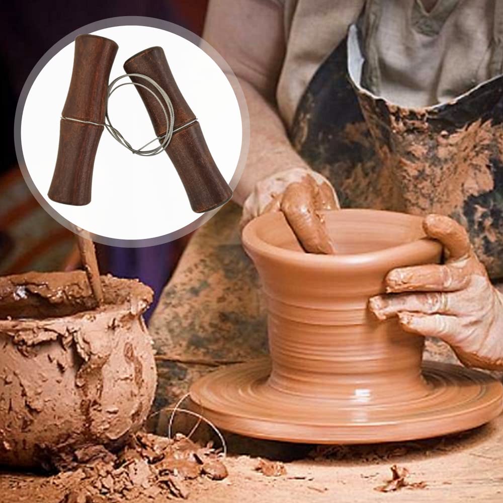 Stainless Steel Twisted Wire Clay Cutter with Wood Handle - Professional Pottery Tool for Cutting Clay, Dough, Plasticine & Cheese - Perfect for Ceramic Art, Sculpture & DIY Crafts