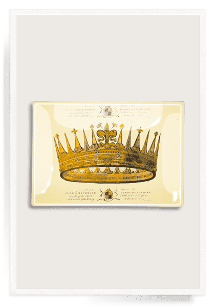 Vintage Crown Decoupage Glass Tray - Elegant Serving Tray for Tea, Coffee, and Desserts | Perfect for Home Decor, Wedding Gifts, and Party Serving