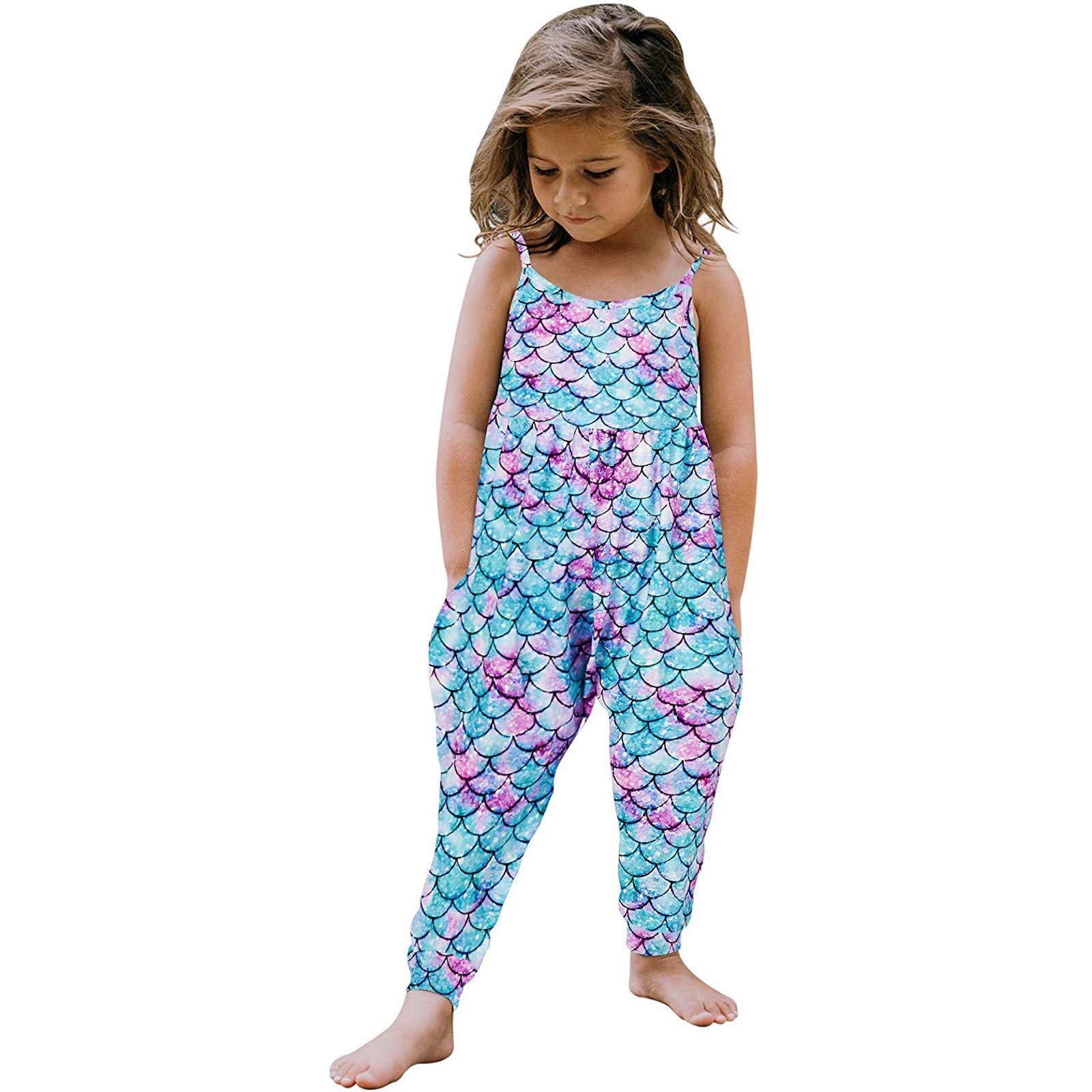 VECDUO Toddler Girls Sleeveless Romper Jumpsuit - Cute Printed One-Piece Playsuit for Baby & Kids | Perfect Summer Outfit for Playdates, Beach & Outdoor Activities