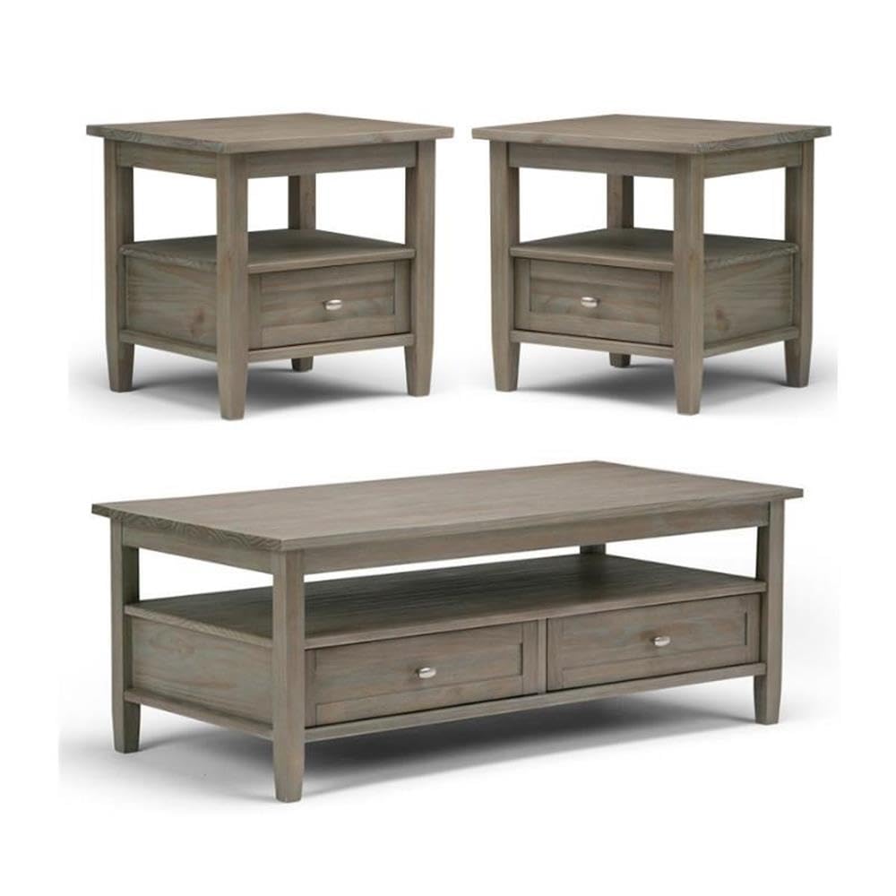 Home Square 3-Piece Coffee Table Set with Drawers - 48