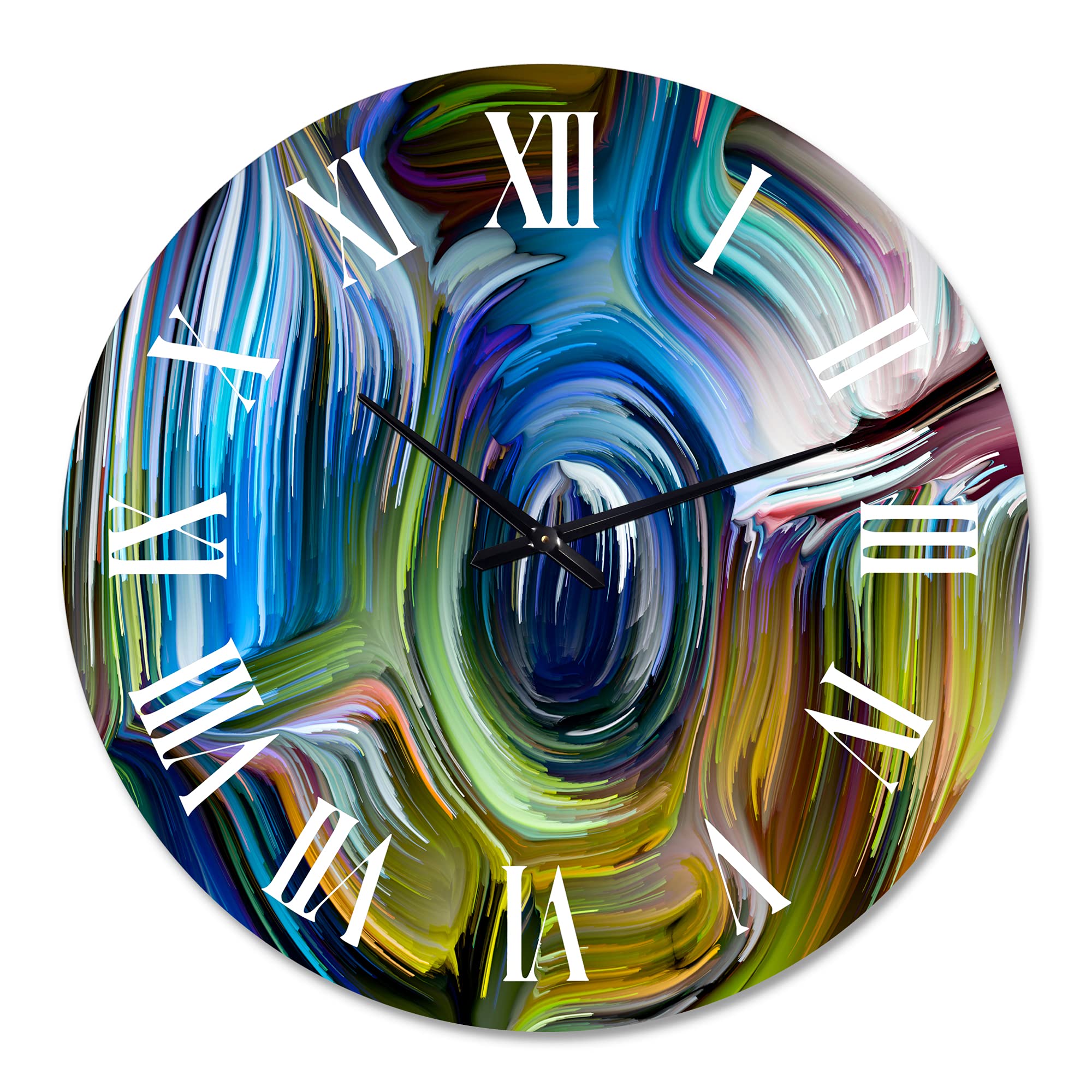 Modern Abstract Wall Clock 'Colour Fusion' - Large Fractal Design for Stylish Bedroom, Living Room & Office Decor