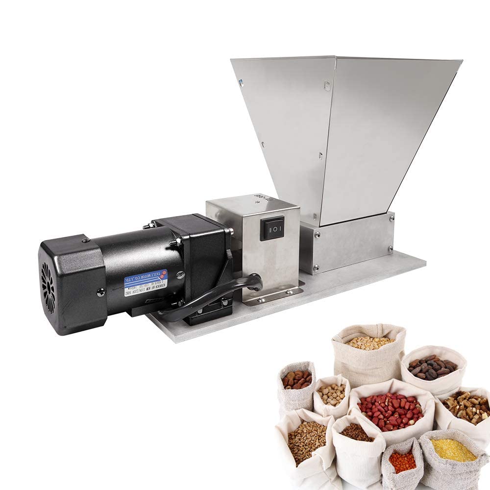 Electric Grain Grinder Mill 110V 40W Stainless Steel Malt Mill for Home Brewing - Barley, Cereal & Bean Crusher with 4 Hopper Attachments - Perfect for Beer Making, Coffee Grinding & Baking (DY-368)