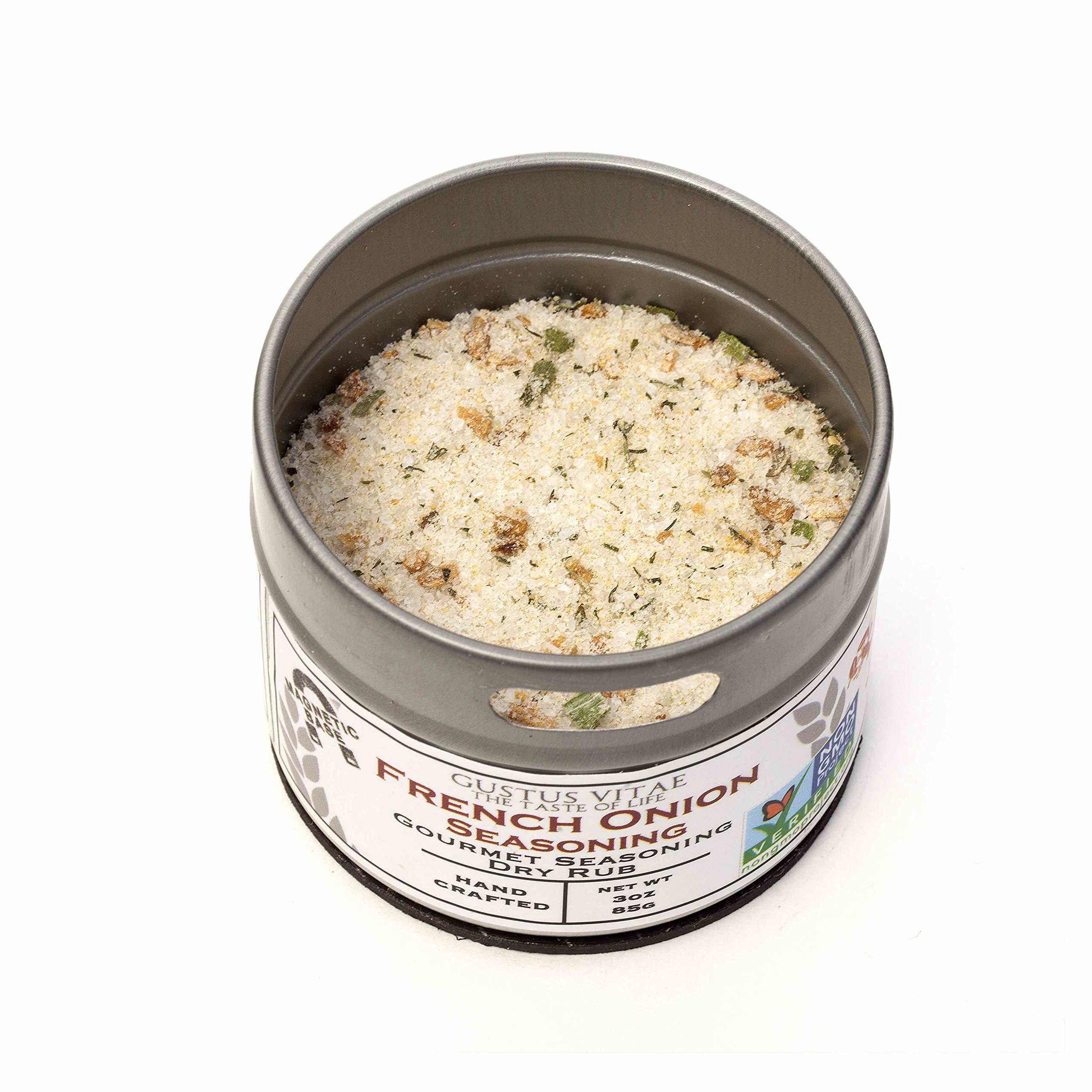 French Onion Seasoning - Authentic Artisanal Spice Mix | All Natural, Non-GMO, Handcrafted Small Batch | Made in USA | Premium Sustainable Spices | GLP-1 Friendly, No MSG | Magnetic Tin by Gustus Vitae | Perfect for Soups, Stews & Roasted Meats