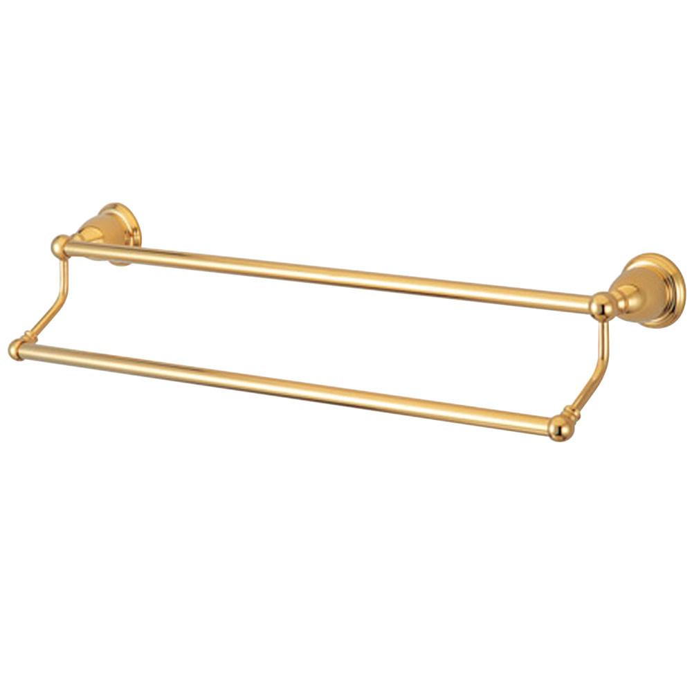 Polished Brass 24-Inch Double Towel Bar - Bathroom Towel Rack for Hanging Towels & Robes - Durable & Stylish Bathroom Accessory (BA1753PB) - Perfect for Modern & Luxury Bathrooms