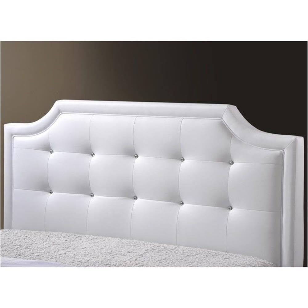 BOWERY HILL Tufted Faux Leather King Size Platform Bed Frame - White Upholstered Headboard & Storage Base | Perfect for Modern Bedroom, Guest Room & Master Suite Decor