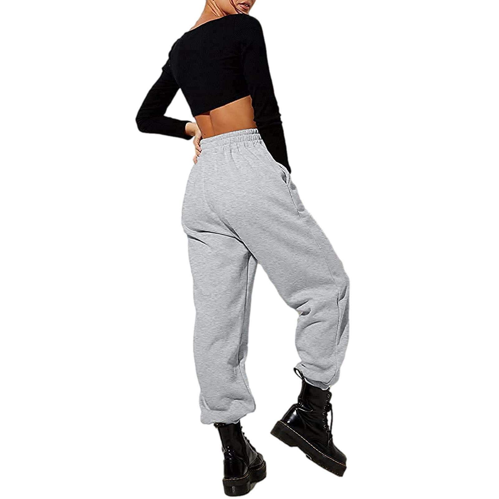 Women's High Waisted Fleece Lined Sweatpants - Soft Jogger Pants with Cinch Bottom for Yoga, Workout & Lounge - Comfortable Winter Jogging Pants for Running, Gym & Home Relaxation