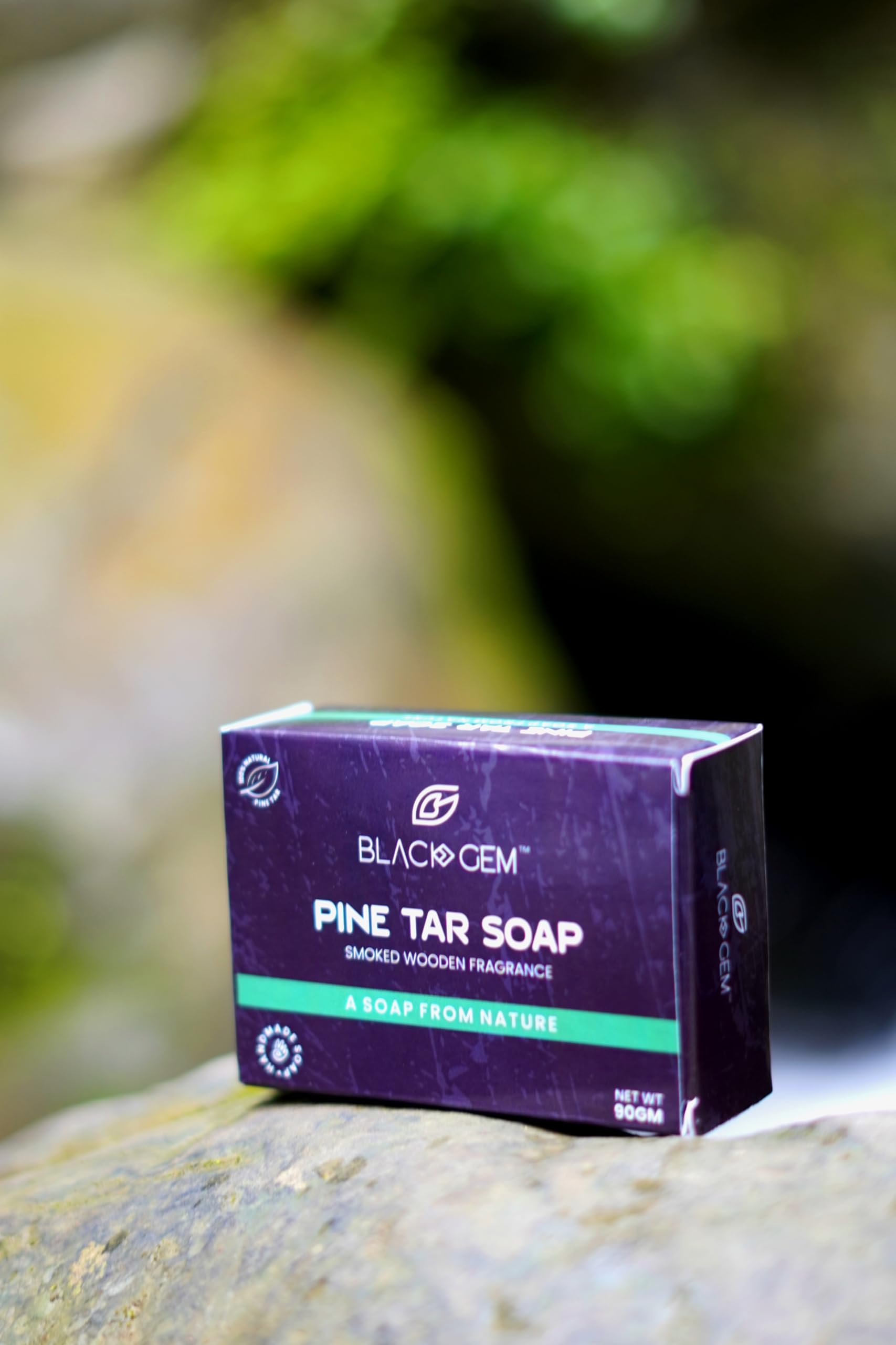 Black Gem Pine Tar Natural Organic Soap for Bath & Skin Care | Best Ayurvedic Medicated Soap with Himalayan Ingredients | Pack of 2 | Perfect for Eczema, Psoriasis & Daily Cleansing