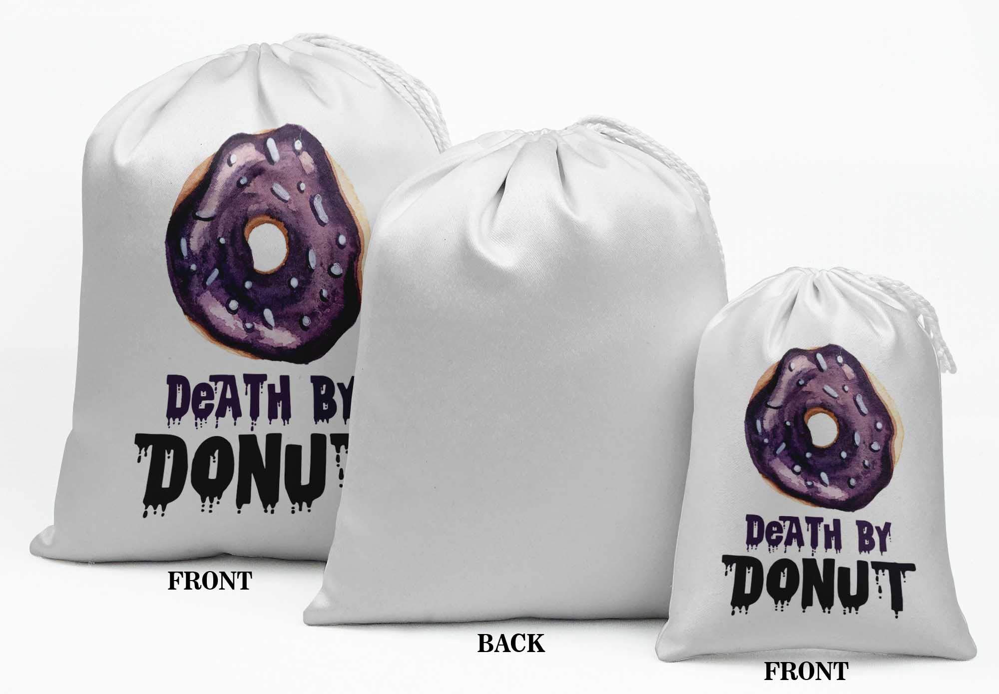 White Donut & Text Halloween Party Favor Bags - 15 Pack Candy Pouches for Trick or Treat, Classroom Treats & Spooky Party Decorations