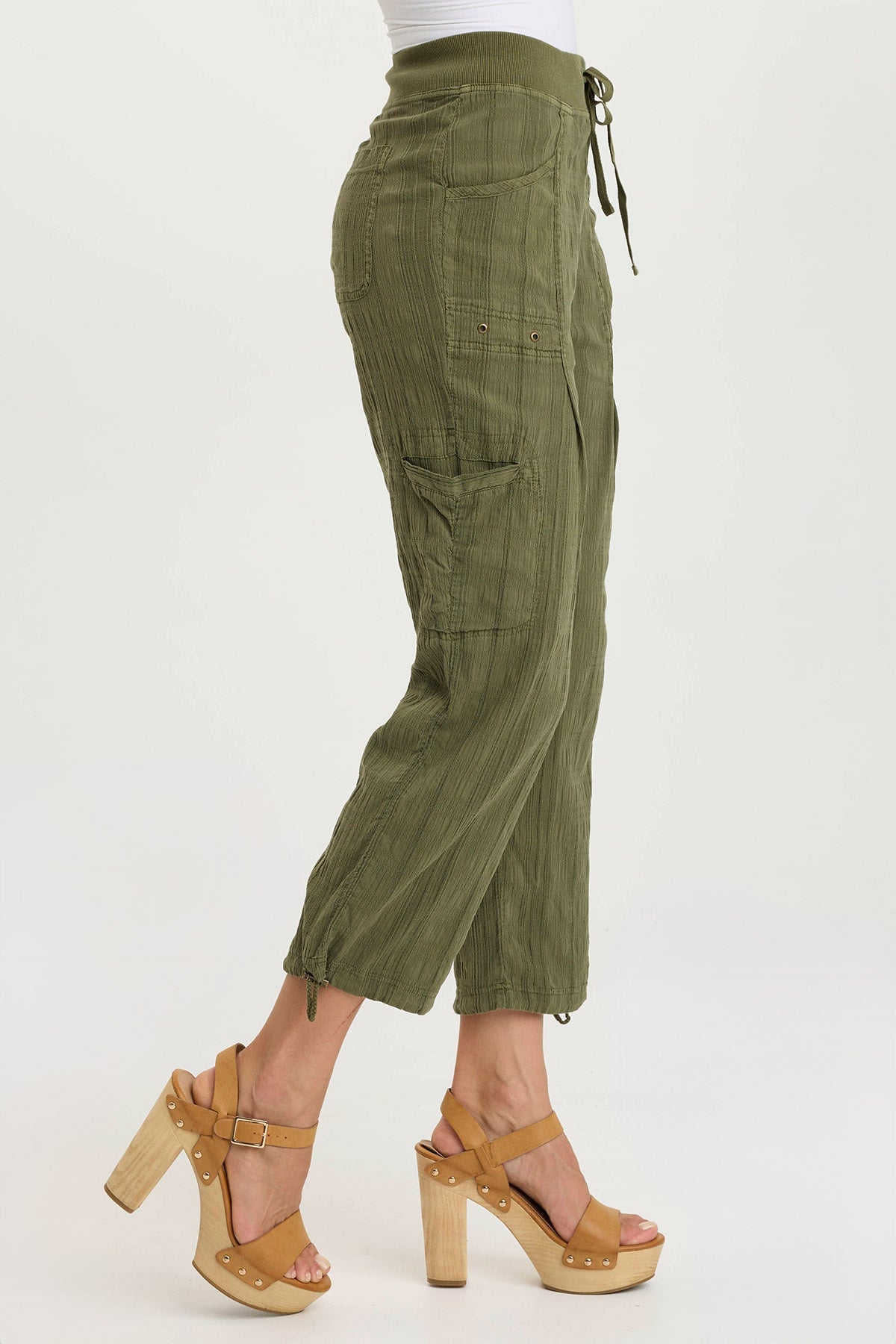 Ryle Women's Textured Gauze Cargo Crop Pants - Stylish Casual Summer High Waist Harem Pants for Outdoor, Travel & Streetwear Fashion