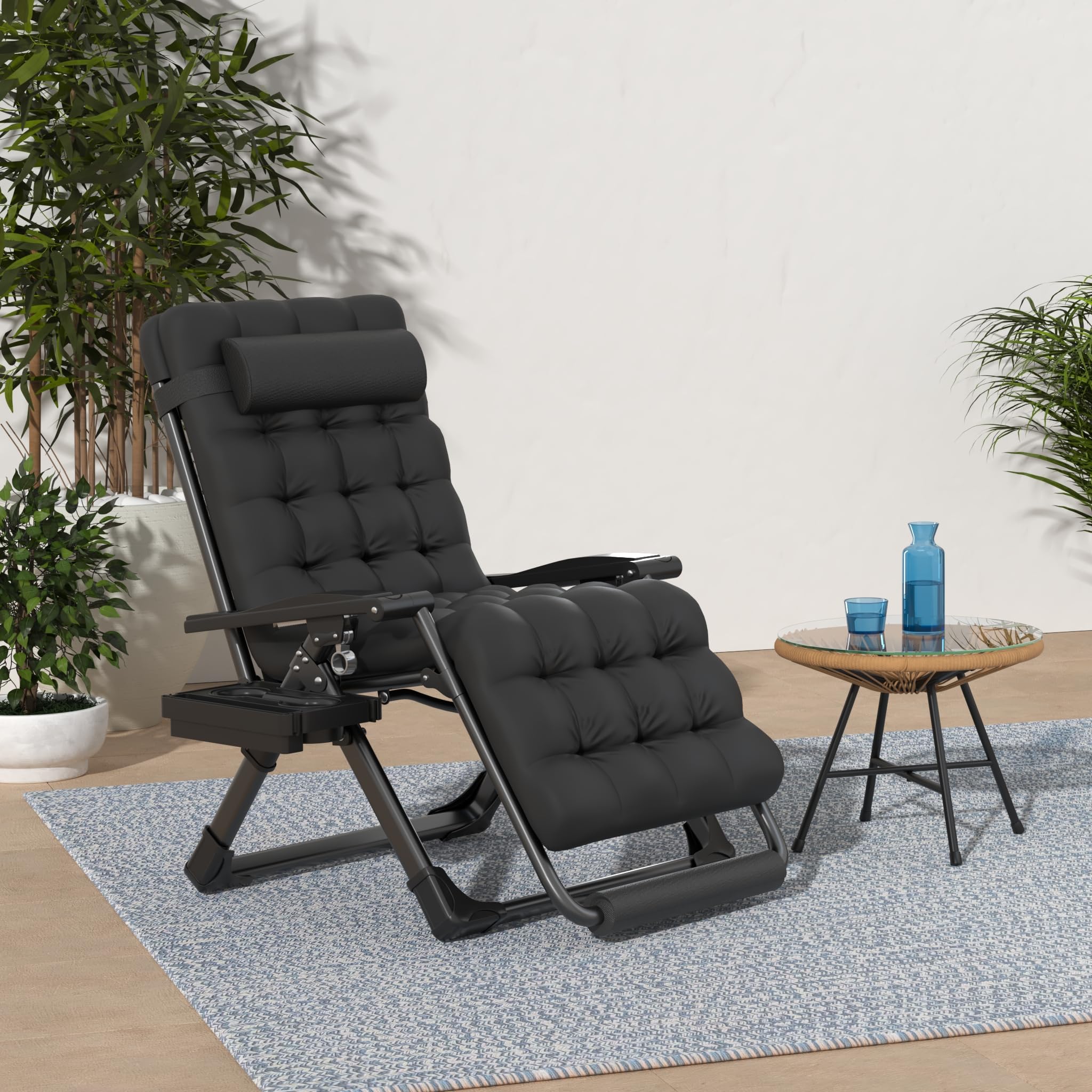 **Slendor XXL Zero Gravity Lounge Chair - 33In Oversized Padded Recliner for Patio, Lawn & Backyard - Heavy Duty 500lbs Capacity - Aluminum Alloy Lock, Headrest & Cup Holder - Perfect for Relaxing, Sunbathing & Outdoor Lounging**