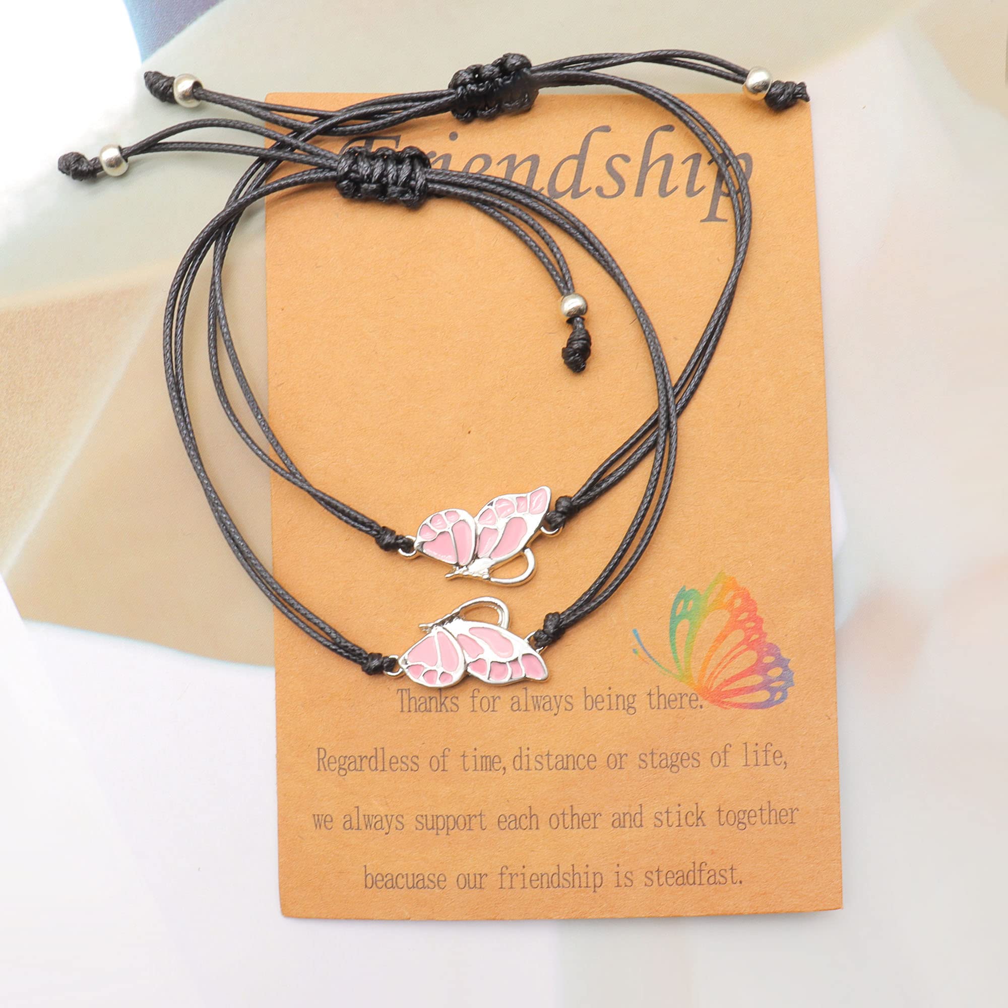 YOOESTORES82 Best Friends Friendship Bracelets Anklet, Long Distance BFF Bracelets, 2 Best Friend Butterfly Bracelets for Women, Promise Matching Anklet Birthday Gifts for Sisters, Couples, and Besties