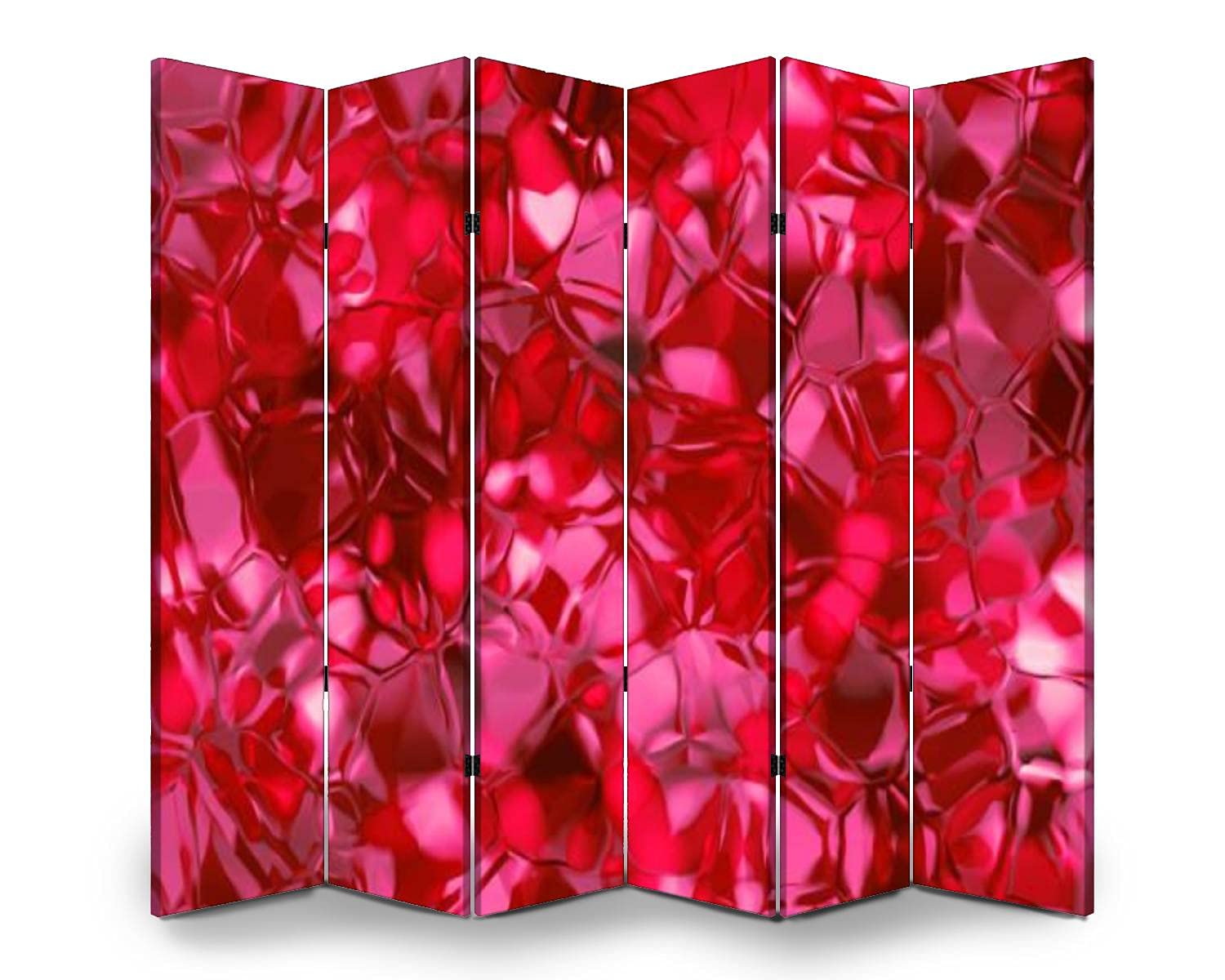 6-Panel Folding Room Divider Screen - Abstract Crystal Mineral Design with Ruby, Diamond & Topaz Patterns - Freestanding Privacy Partition for Home & Office - Indoor/Outdoor Use for Bedroom, Living Room, Event Space & Office Privacy