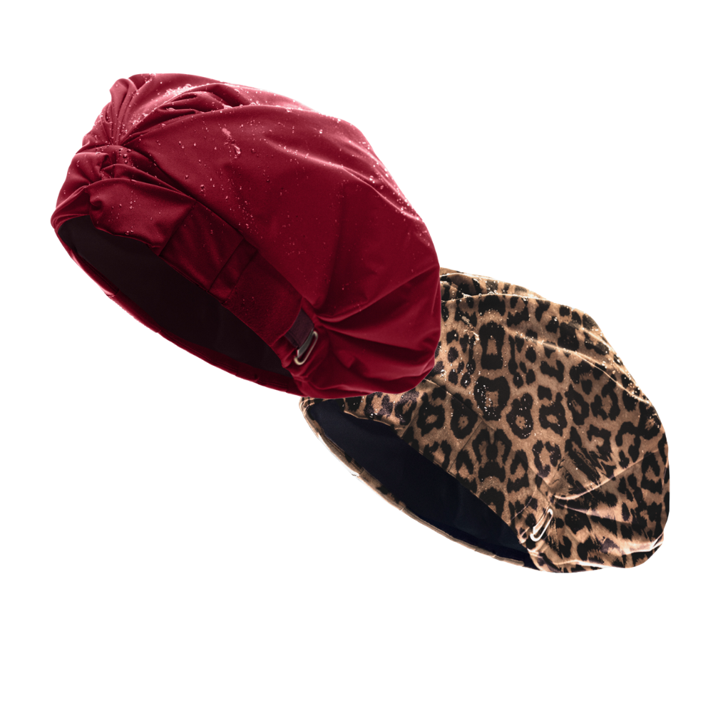Hairbrella Satin Lined Shower Cap Set of 2 - Waterproof & Reusable for Bath, Swimming, Salon & Travel - Premium Hair Protection for Curly, Natural & Relaxed Hair