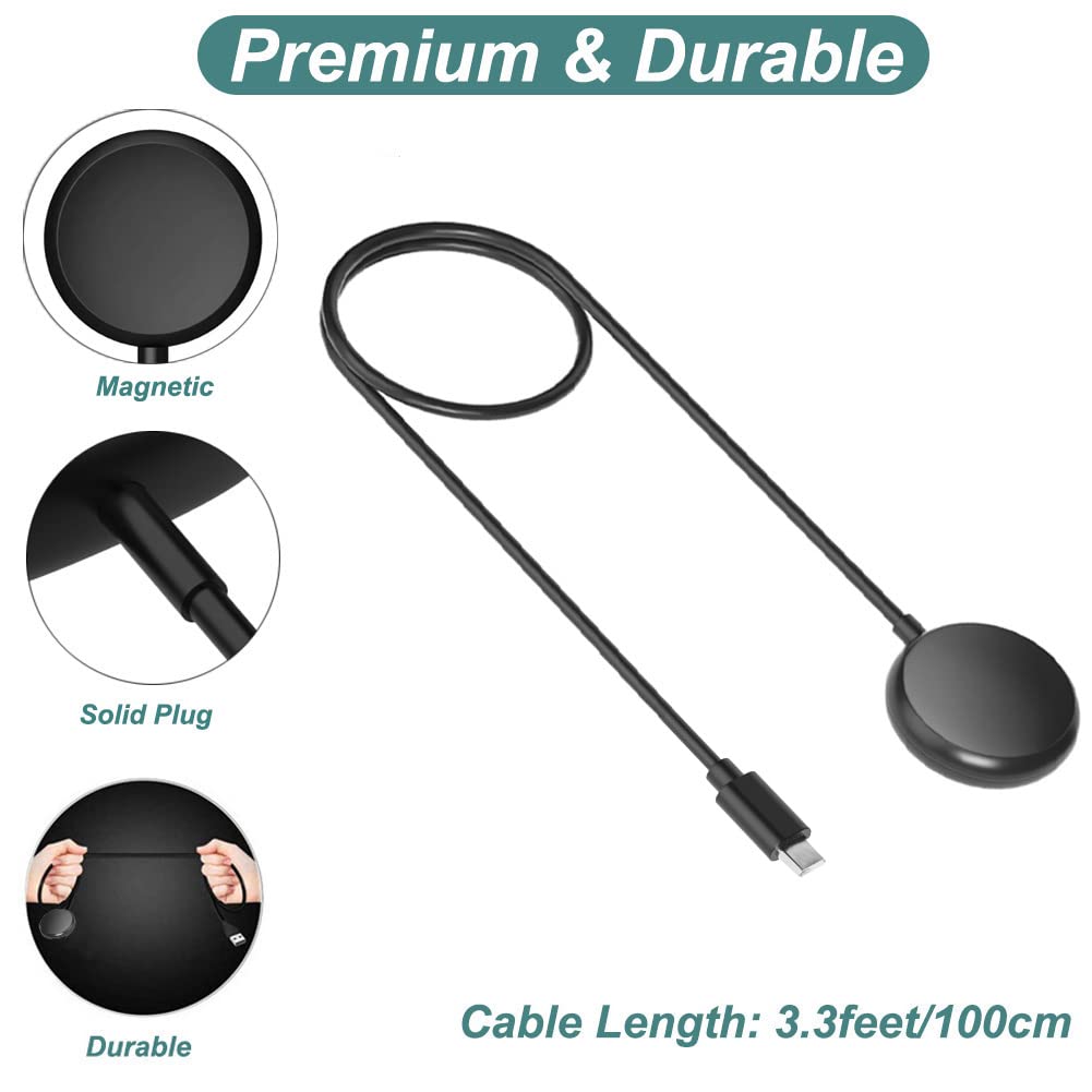 Google Pixel Watch Charger - 3.3ft USB-C Replacement Charging Cable (Black) | Fast Charging for Google Pixel Watch | Perfect for Home, Office & Travel Use