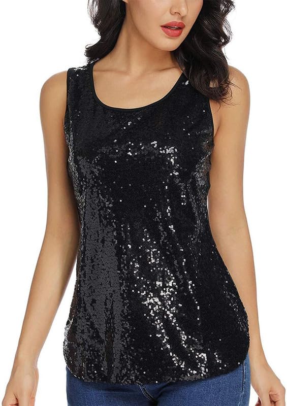 Henly Women's Sequin Tank Top - Sleeveless Sparkle Shimmer Vest & Glitter Camisole | Perfect for Parties, Night Out, and Special Occasions