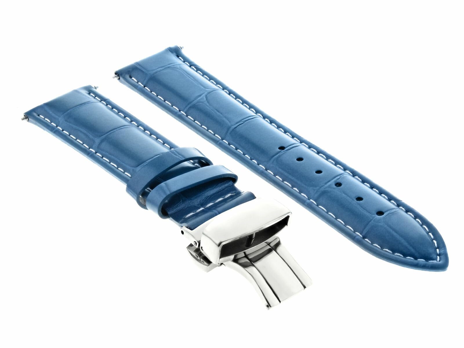 18mm Light Blue Leather Watch Band for Oris - Office & Casual Wear
