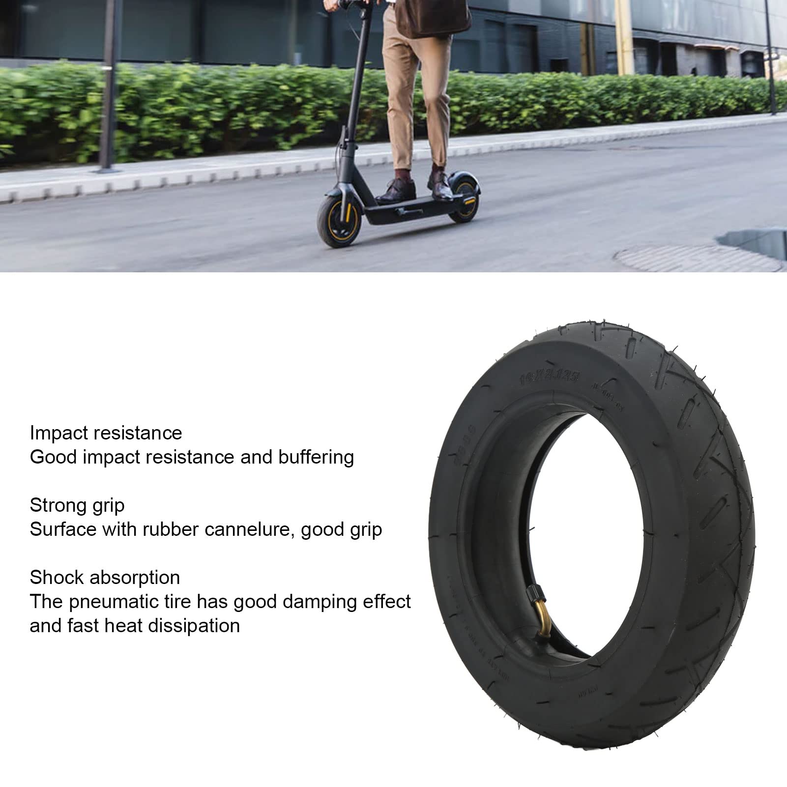 10x2.125 10 Inch Electric Scooter Replacement Tires with Inner Tube - Durable Scooter Accessories for Commuting, Off-Road & Urban Riding