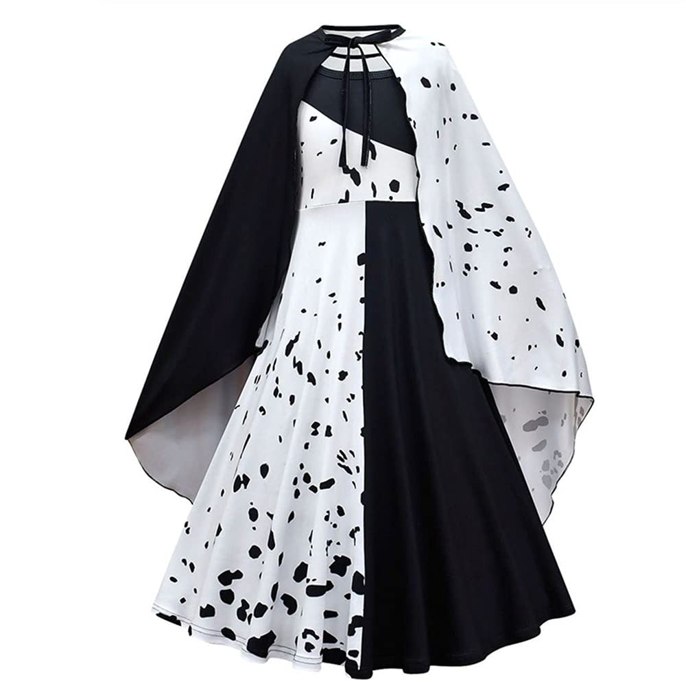 TNTB Girls Black & White Maid Cosplay Dress with Cloak - Halloween Costume, Anime Convention Outfit, Roleplay Gown for Parties & Themed Events