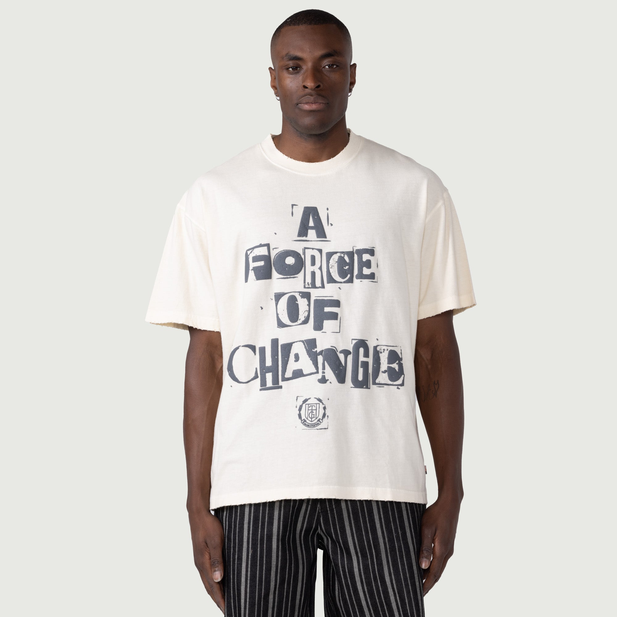 HONOR THE GIFT A FORCE OF CHANGE Short Sleeve T-Shirt in Bone Color - Stylish Casual Wear for Everyday Outfits & Street Fashion