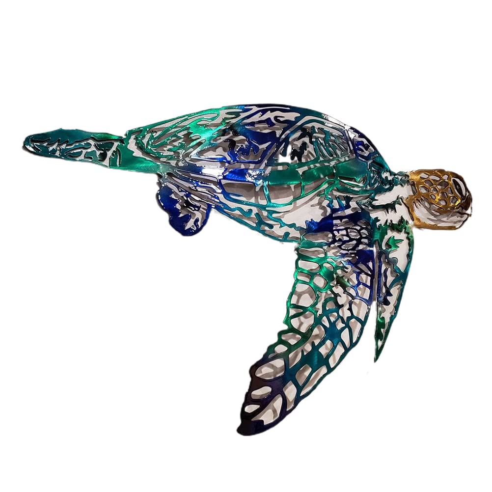 Enfudid Metal Sea Turtle Wall Art - Personalized Handmade Wall Decor Sculpture for Bedroom, Living Room, Office - Coastal Theme Home Décor for Beach House & Ocean Lover Gifts