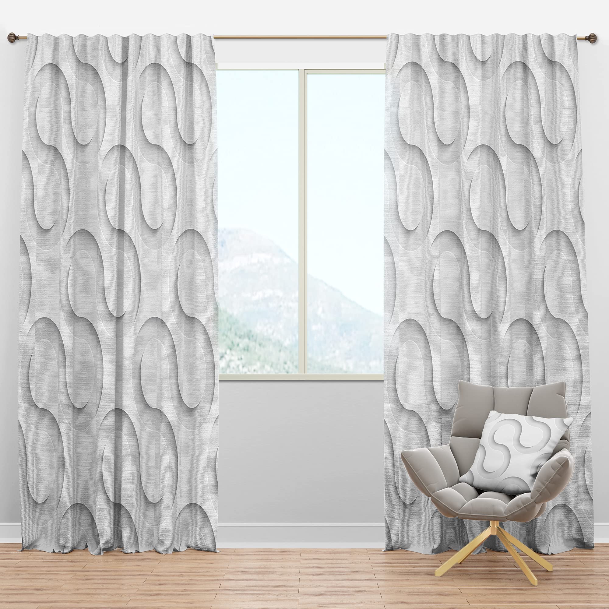DesignQ Blackout Curtains with Wave Pattern - Thermal Insulated Room Darkening Drapes for Bedroom & Living Room (52x90, Single Panel) - Perfect for Home Theater, Nursery & Light Sleepers