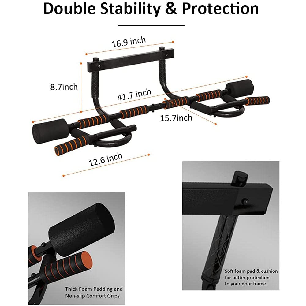 Best Pull Up Bar for Doorway - Heavy Duty Chin Up Bar for Home Gym, Multifunctional Dip Station & Doorway Exercise Equipment - Perfect for Strength Training, Calisthenics & Full Body Workouts at Home