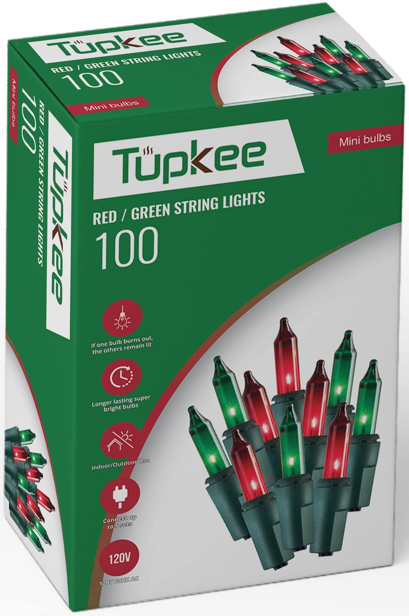 100 Count Christmas String Lights - Red and Green Incandescent Mini Warm Lights, 20.5ft Light Strand for Christmas Tree & Holiday Decor | Indoor & Outdoor Use for Home, Party, Garden, and Festive Decorations